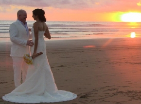 A wedding photo at The Delfin Beachfront Resort, Playa Bejuco, Costa Rica